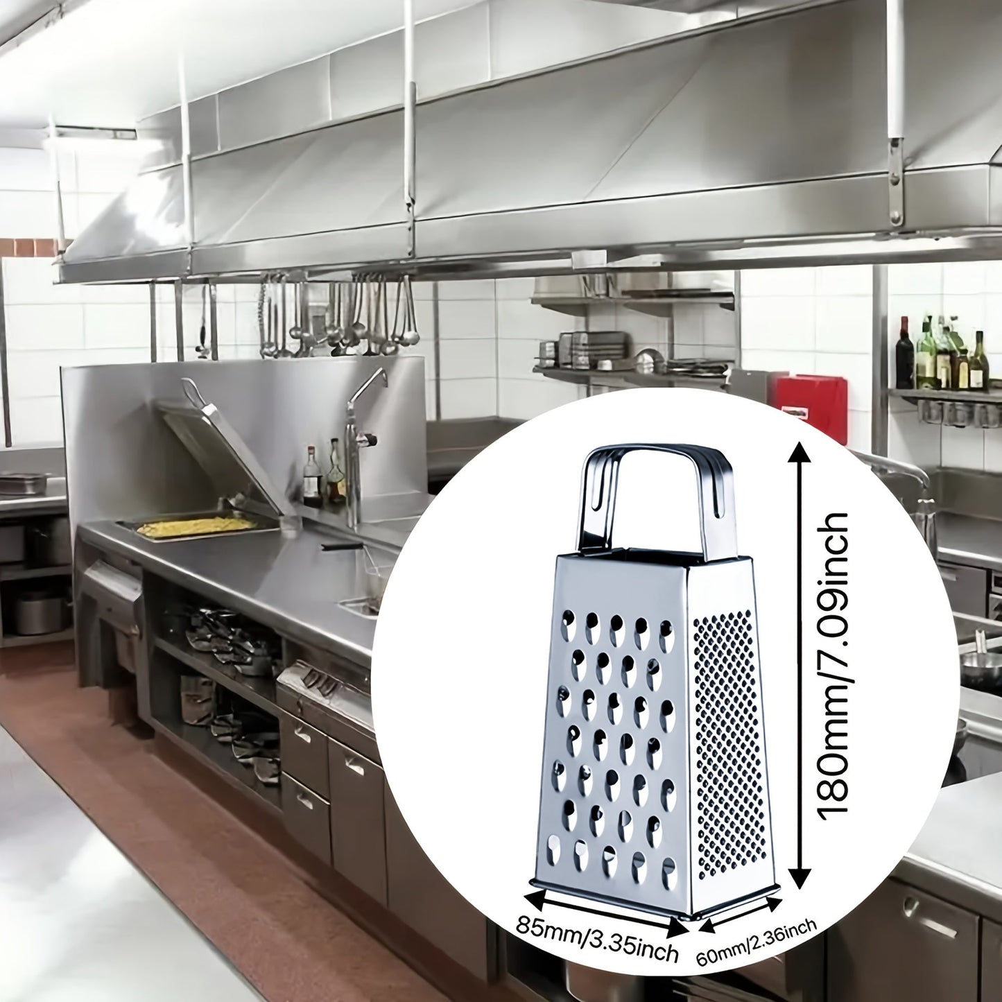 High-quality Stainless Steel Box Grater for Long-lasting Use - Ideal for Shredding Vegetables, Cheese, and More in a Safe and Efficient Manner - Perfect for Home and Professional Kitchens.