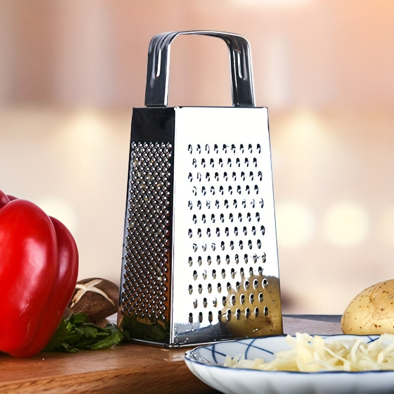 High-quality Stainless Steel Box Grater for Long-lasting Use - Ideal for Shredding Vegetables, Cheese, and More in a Safe and Efficient Manner - Perfect for Home and Professional Kitchens.