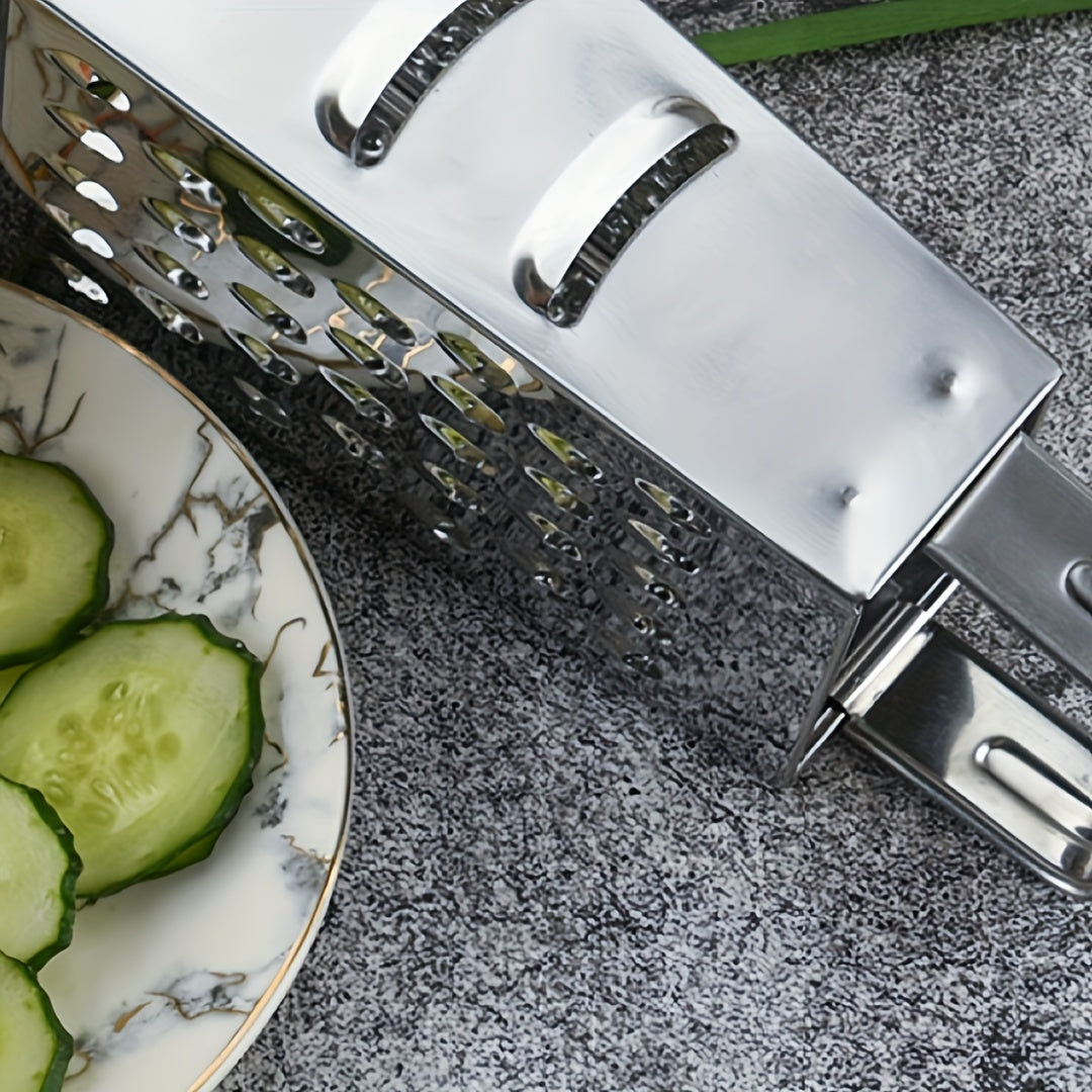 High-quality Stainless Steel Box Grater for Long-lasting Use - Ideal for Shredding Vegetables, Cheese, and More in a Safe and Efficient Manner - Perfect for Home and Professional Kitchens.