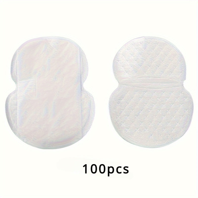 Absorbent pads for underarms and collar for sweat and odor control, available in packs of 50 or 100.