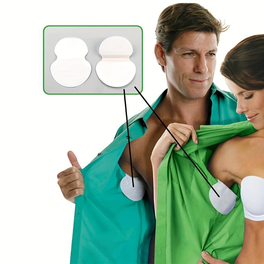 Absorbent pads for underarms and collar for sweat and odor control, available in packs of 50 or 100.