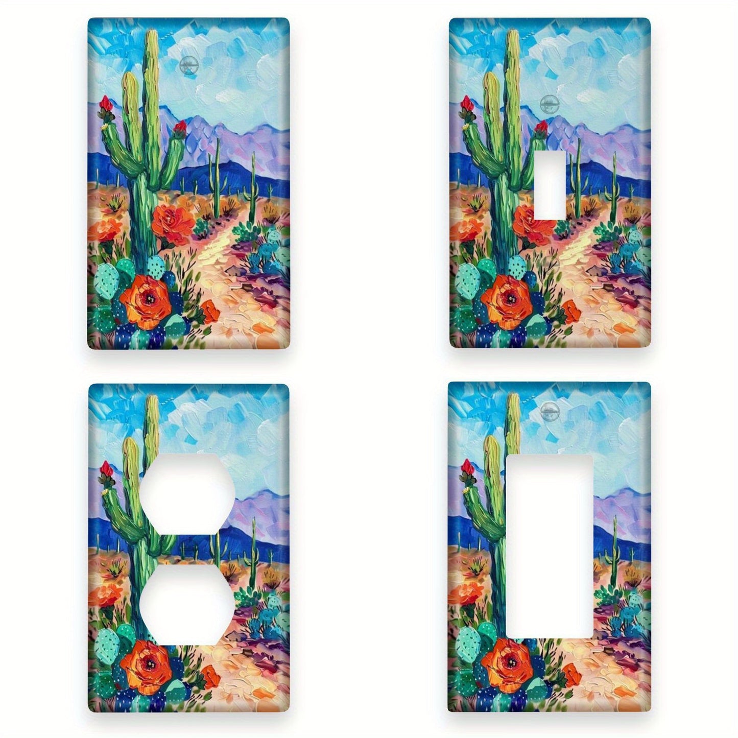 Simple cactus wall panels with light switch cover - ideal for bedroom or kitchen decor.