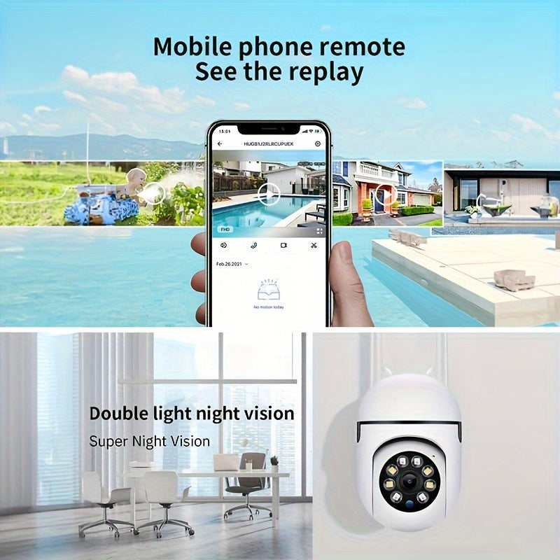 Smart Security Camera TERUHAL HD 1080P, Wireless Indoor/Outdoor with Pan/Tilt/Zoom, Two-Way Audio, Motion Tracking, Color Night Vision, Wi-Fi Enabled, USB Powered, Compatible with Smartphones