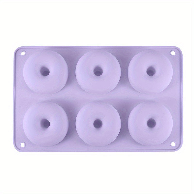 6-Cavity Round Donut Mold made of Food-Grade Silicone, Oven-Safe for Baking New Year's Treats