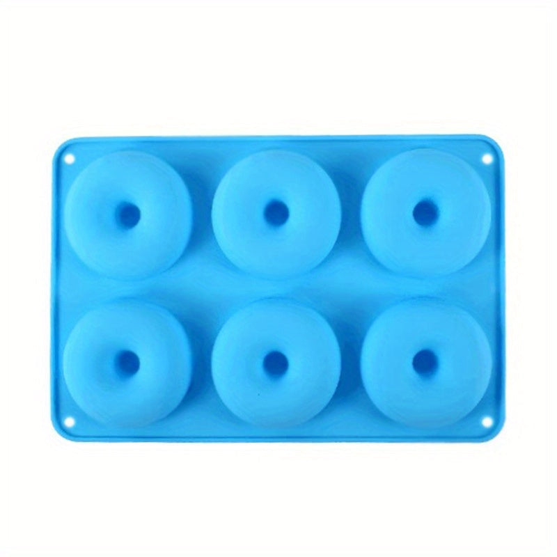 6-Cavity Round Donut Mold made of Food-Grade Silicone, Oven-Safe for Baking New Year's Treats