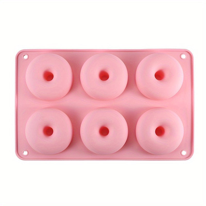 6-Cavity Round Donut Mold made of Food-Grade Silicone, Oven-Safe for Baking New Year's Treats