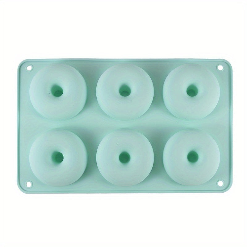 6-Cavity Round Donut Mold made of Food-Grade Silicone, Oven-Safe for Baking New Year's Treats