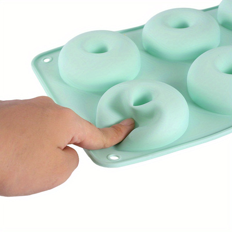 6-Cavity Round Donut Mold made of Food-Grade Silicone, Oven-Safe for Baking New Year's Treats