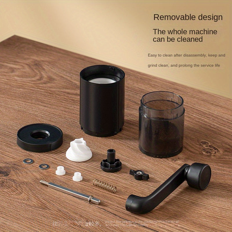 Experience the pure flavor of coffee with our sleek black 1pc Adjustable Ceramic Core Hand Coffee Grinder. This manual and portable grinder features double-bearing fixation for a uniform fine grind. The easy clean design makes it perfect for home use or