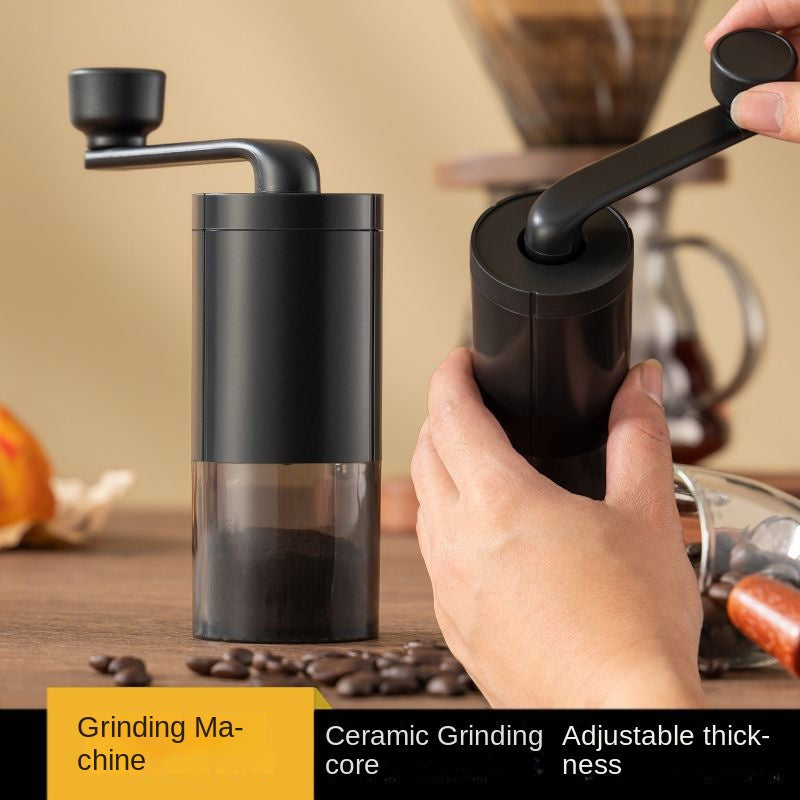 Experience the pure flavor of coffee with our sleek black 1pc Adjustable Ceramic Core Hand Coffee Grinder. This manual and portable grinder features double-bearing fixation for a uniform fine grind. The easy clean design makes it perfect for home use or