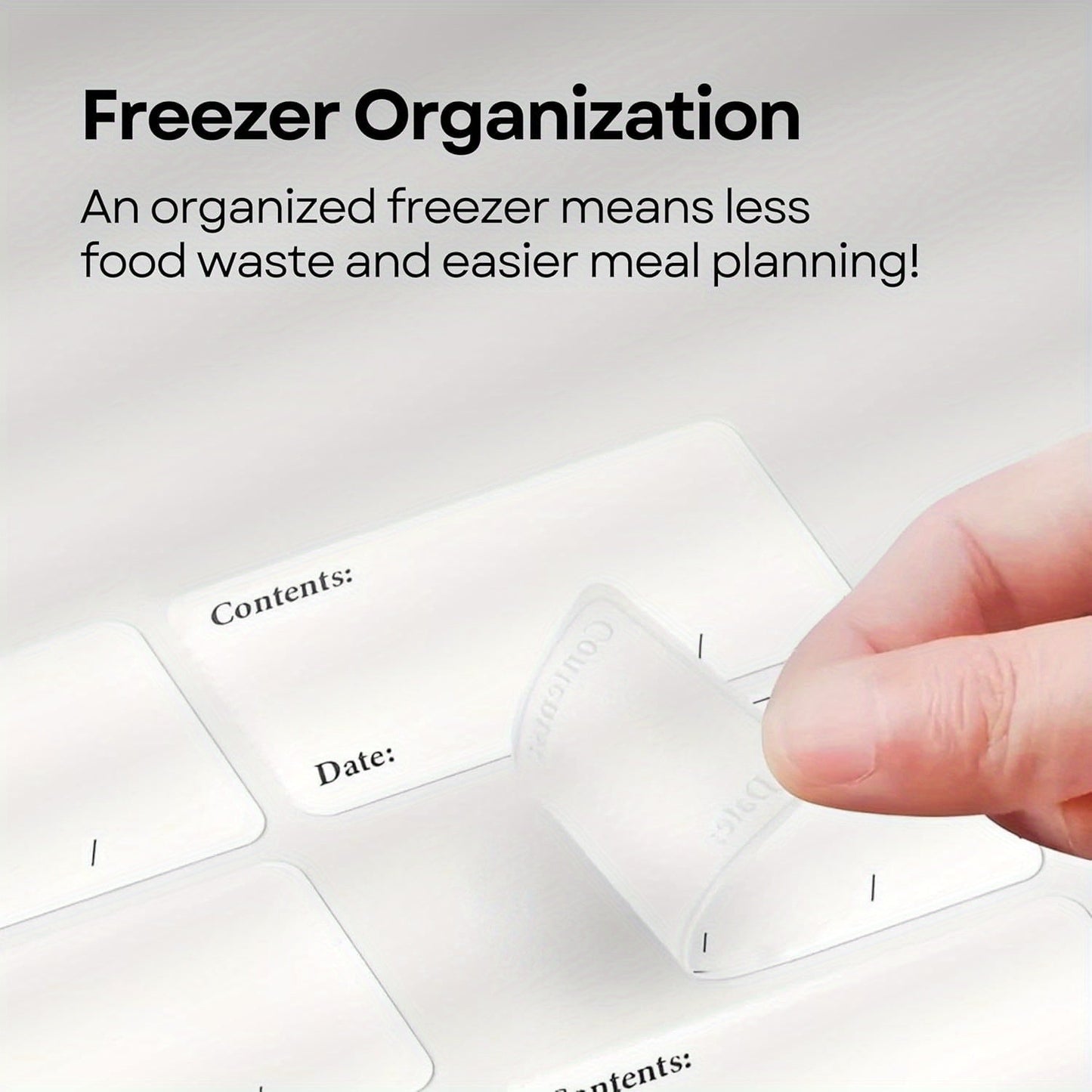 Set of 100 Waterproof Freezer Labels (5.99x3.0 cm) - White, Removable Sticky Notes to Keep Your Kitchen Organized. Great for Food Containers, Jars & Pantry. Ideal for Meal Prep & Storage, made of Non-Contact Paper Material