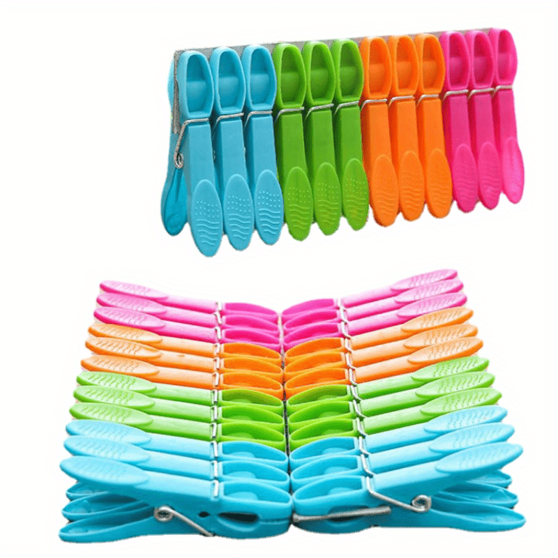 24pcs Heavy-Duty Vibrant Clothespins – Bright Colors, Durable Laundry Clips with Strong Springs, Perfect for Secure Air-Drying & Crafting Projects