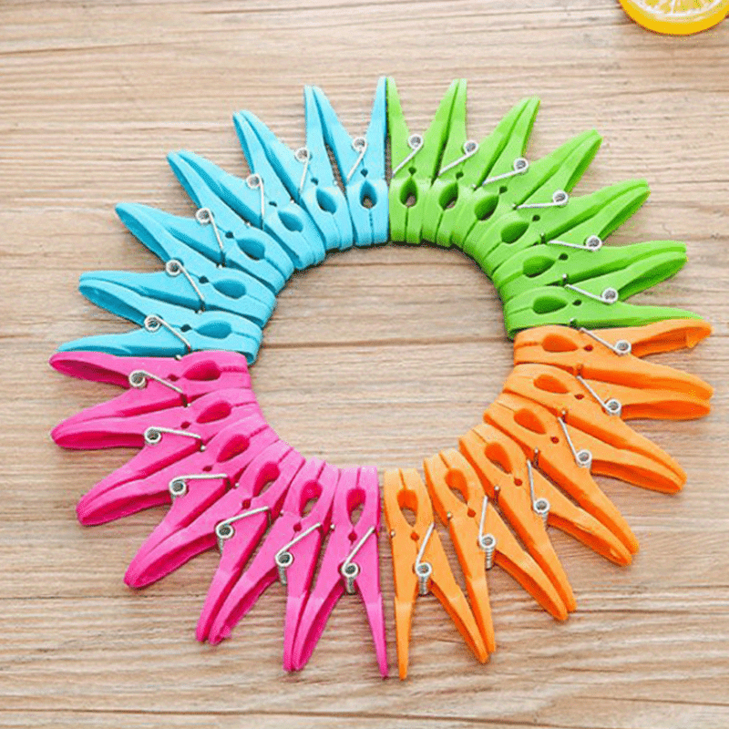 24pcs Heavy-Duty Vibrant Clothespins – Bright Colors, Durable Laundry Clips with Strong Springs, Perfect for Secure Air-Drying & Crafting Projects