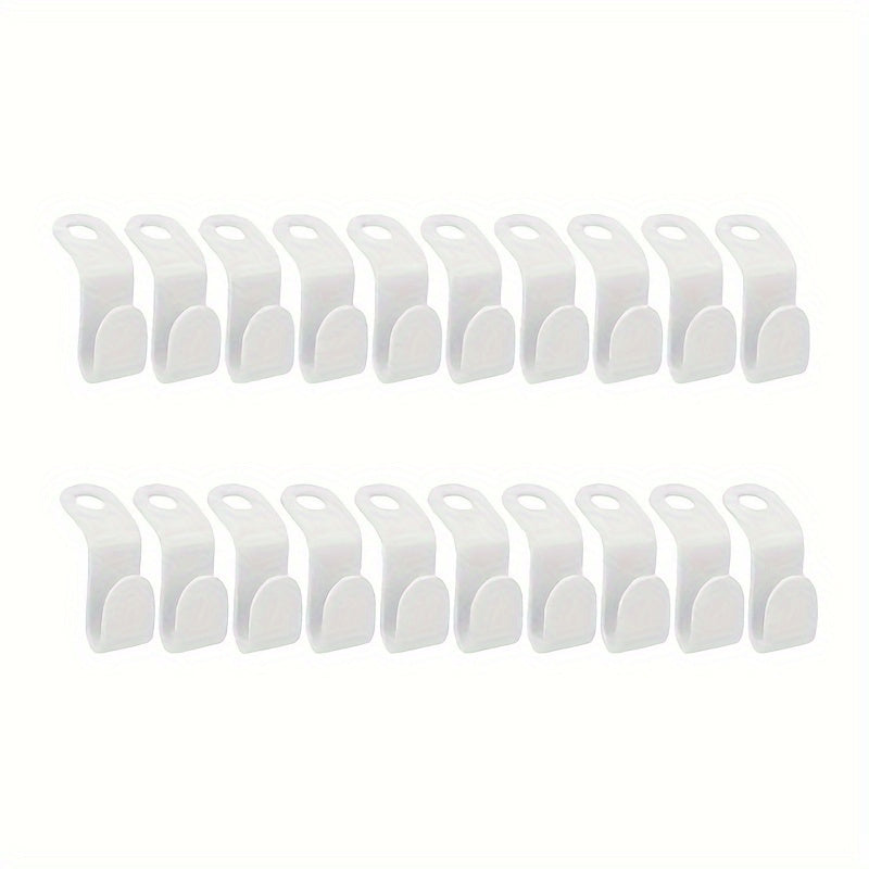 Set of 20 space-saving clothes hangers with mini connection hooks for wall-mounted storage in wardrobes or ties.