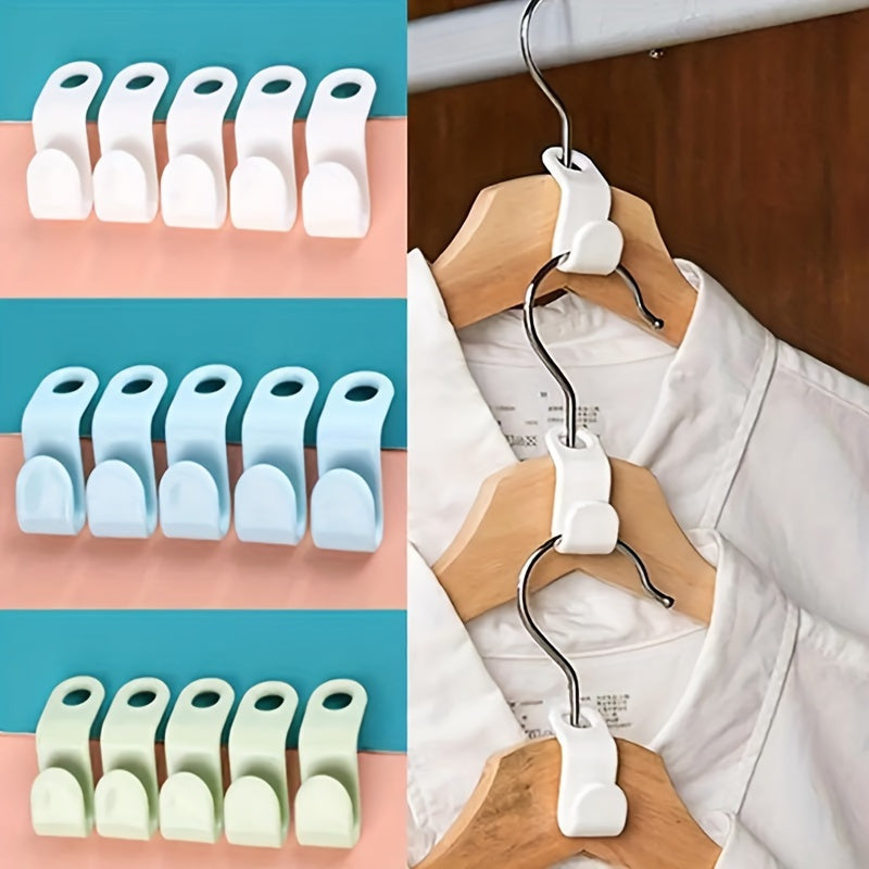 Set of 20 space-saving clothes hangers with mini connection hooks for wall-mounted storage in wardrobes or ties.