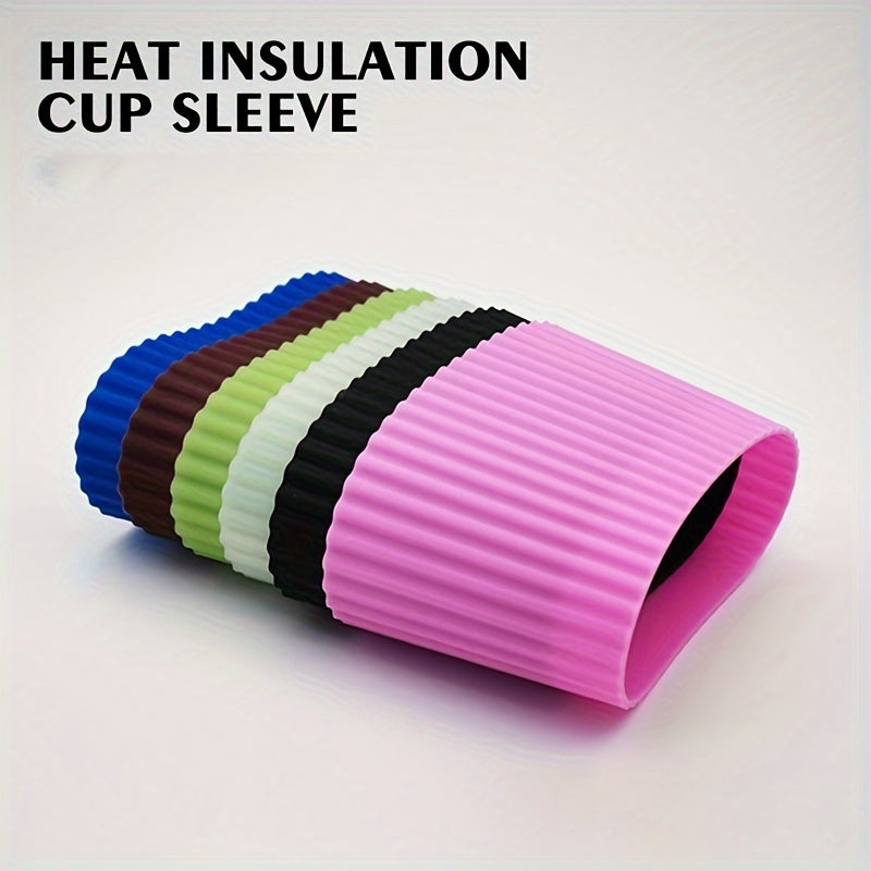 Silicone Coffee Cup Sleeve featuring Non-Slip, Heat Insulation, and Reusable Design in Random Color - suitable for Most Coffee and Tea Cups. Provides Stylish and Comfortable Grip.