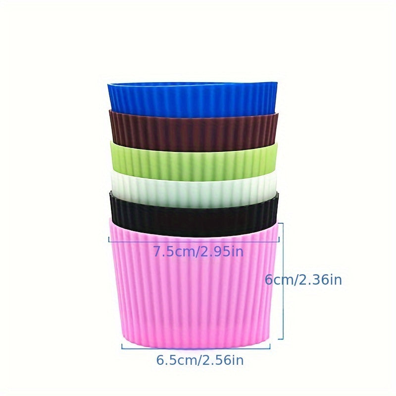 Silicone Coffee Cup Sleeve featuring Non-Slip, Heat Insulation, and Reusable Design in Random Color - suitable for Most Coffee and Tea Cups. Provides Stylish and Comfortable Grip.