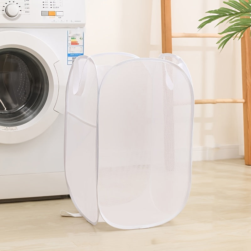 Portable Mesh Laundry Basket - 1 Piece, Foldable Storage for Dirty Clothes, with Handles for Easy Carrying. Perfect for Bedrooms, College Dorms, or Traveling.