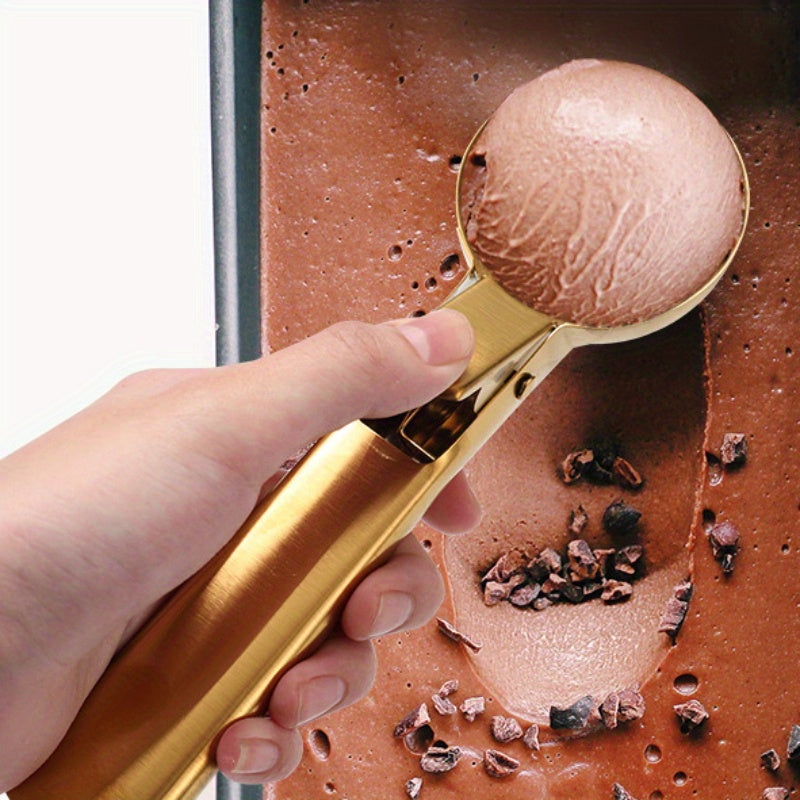 Top Pick: Multifunctional Stainless Steel Ice Cream Scoop and Fruit Baller with Dual-Purpose Design, Stylish Golden Color