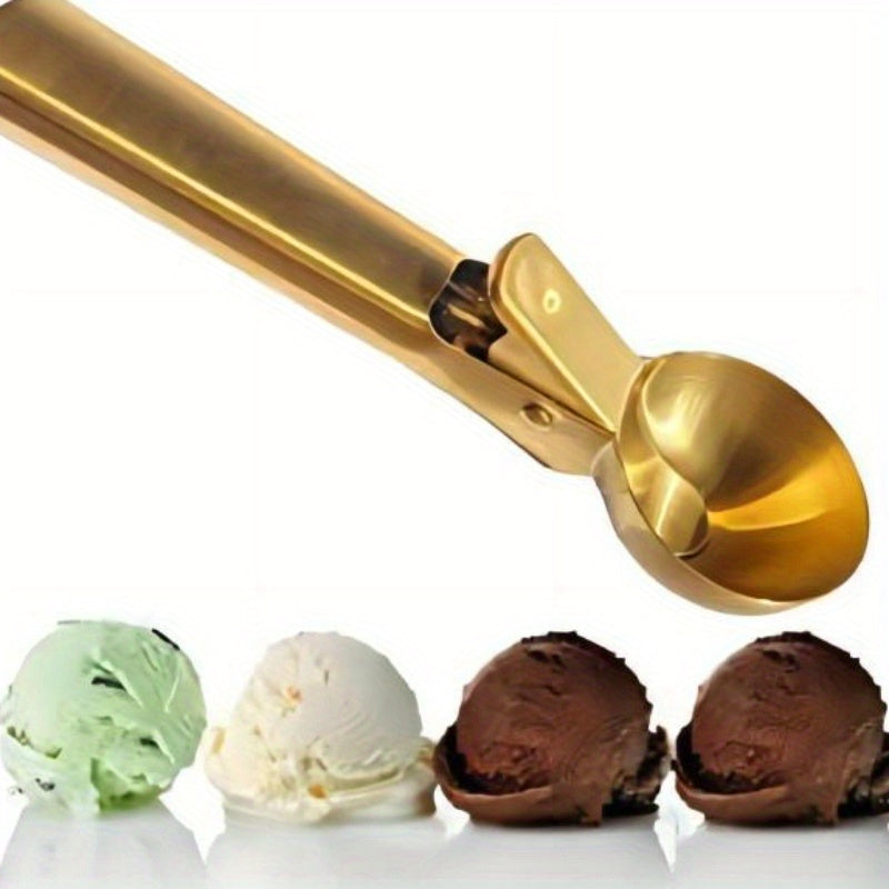 Top Pick: Multifunctional Stainless Steel Ice Cream Scoop and Fruit Baller with Dual-Purpose Design, Stylish Golden Color