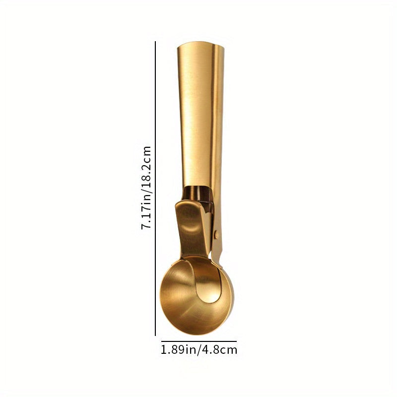 Top Pick: Multifunctional Stainless Steel Ice Cream Scoop and Fruit Baller with Dual-Purpose Design, Stylish Golden Color