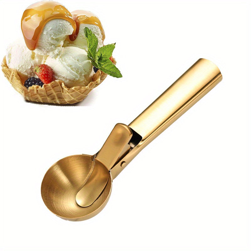 Top Pick: Multifunctional Stainless Steel Ice Cream Scoop and Fruit Baller with Dual-Purpose Design, Stylish Golden Color