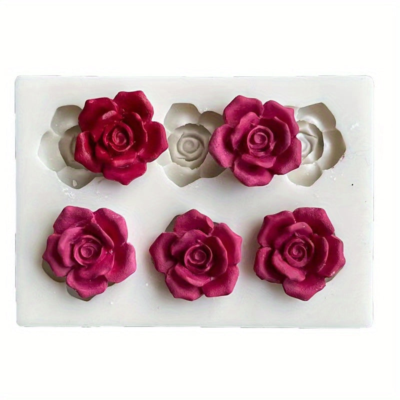 Rose Plum Silicone Chocolate Mold - 3D Flower Candy Fondant DIY Cake Decorating Tool, Baking Kitchen Gadgets and Accessories