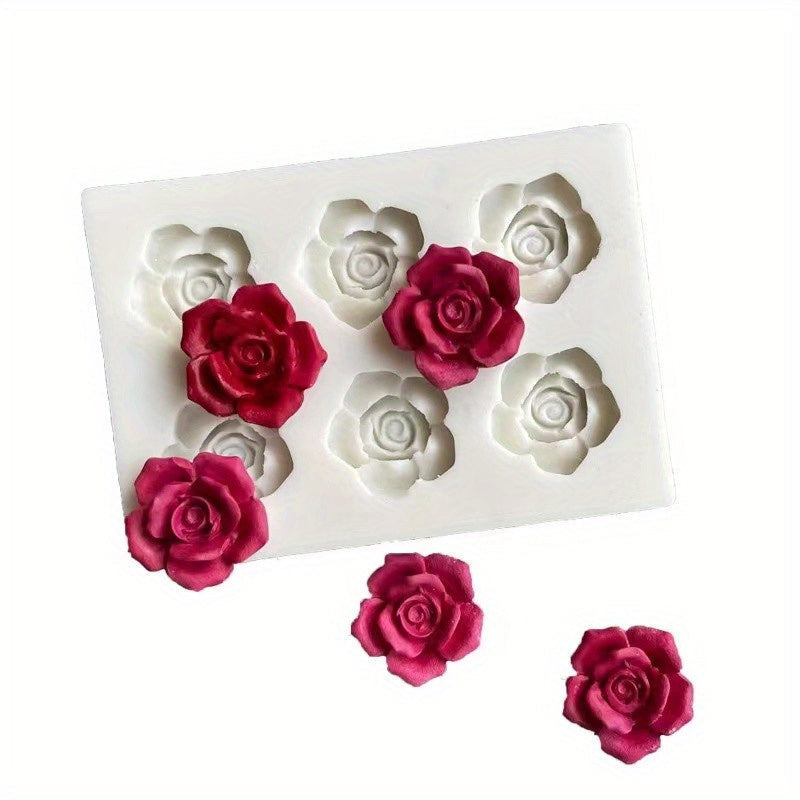 Rose Plum Silicone Chocolate Mold - 3D Flower Candy Fondant DIY Cake Decorating Tool, Baking Kitchen Gadgets and Accessories