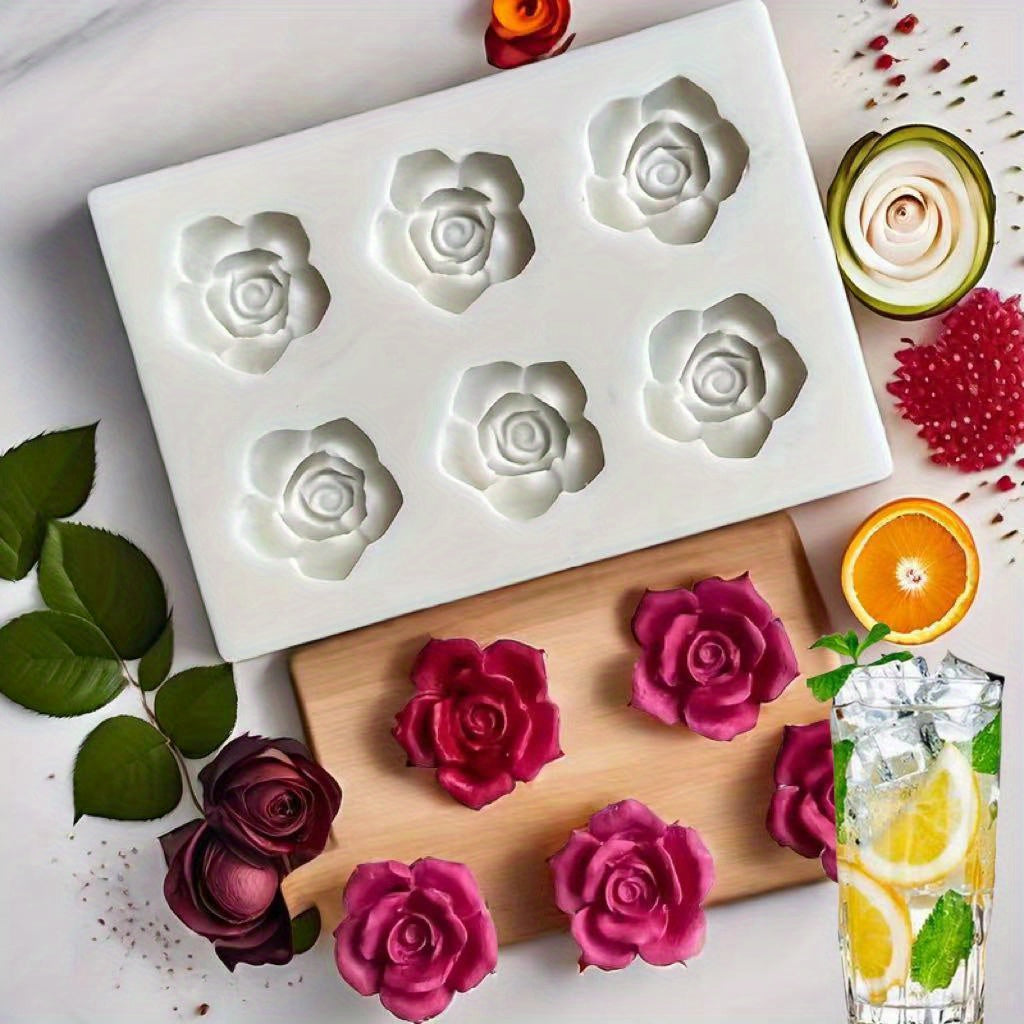 Rose Plum Silicone Chocolate Mold - 3D Flower Candy Fondant DIY Cake Decorating Tool, Baking Kitchen Gadgets and Accessories