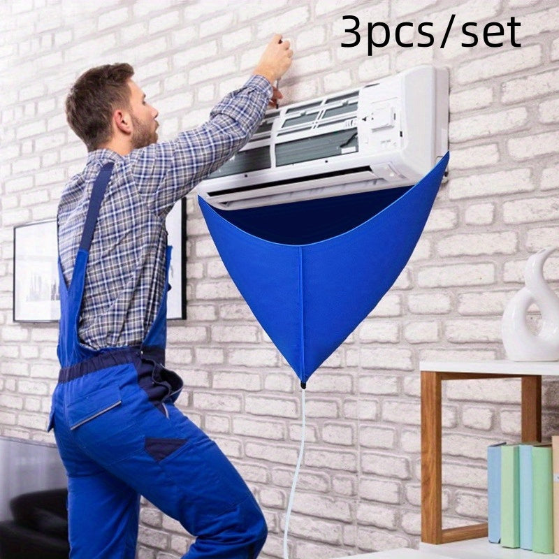 Air Conditioner Cleaning Kit with 3 Pieces - Service Bag, 2-Meter Water Pipe, and Blue Cleaning Cover - Improves Performance of Split AC Units