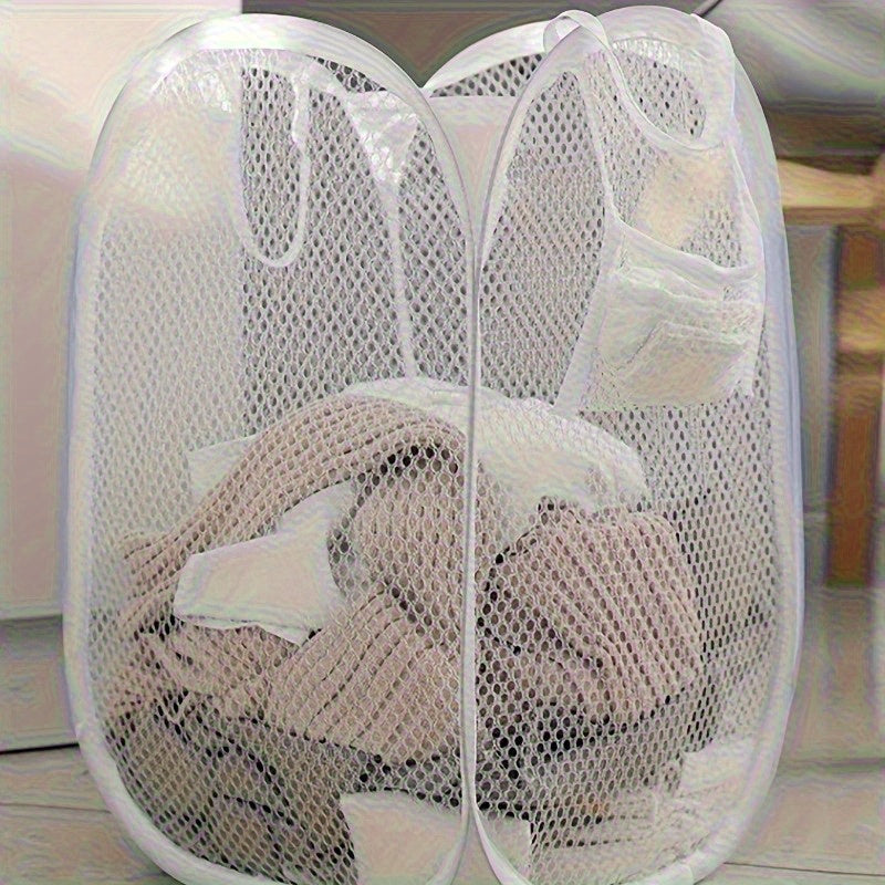 Spacious Pop-Up Laundry Hamper with Handle - Collapsible Mesh Laundry Basket for Storing Dirty Clothes - Practical Household Solution