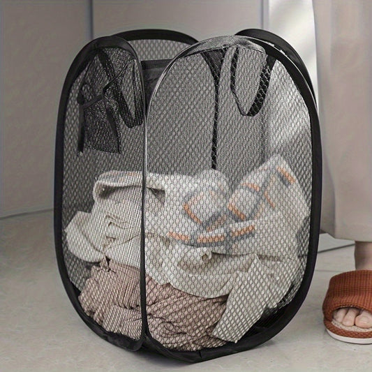 Spacious Pop-Up Laundry Hamper with Handle - Collapsible Mesh Laundry Basket for Storing Dirty Clothes - Practical Household Solution