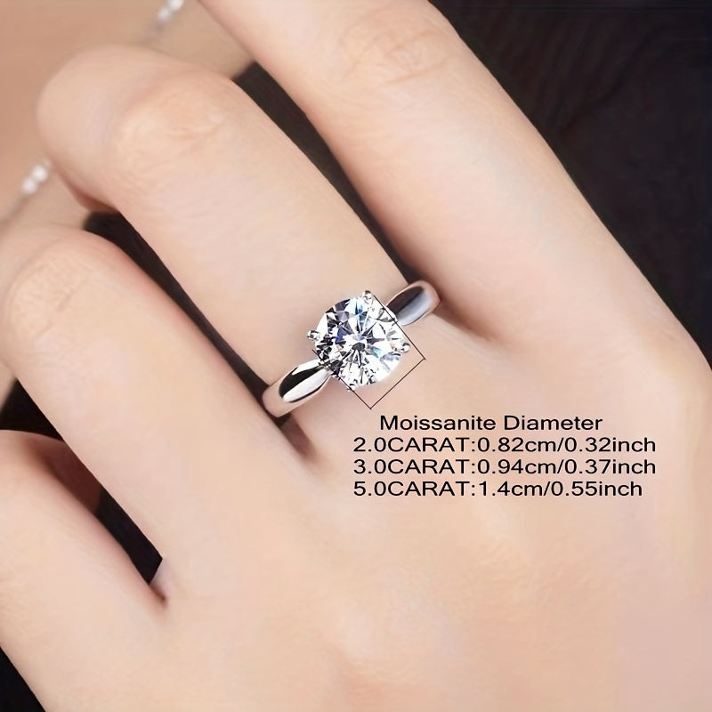 925 Sterling Silver Moissanite Adjustable Ring with 1, 2, or 3 Carat stone. Featuring a simple, elegant design with a touch of luxury. Perfect for Valentine's Day, Mother's Day, or as a daily wear accessory. Ideal for vacation, parties, weddings, or