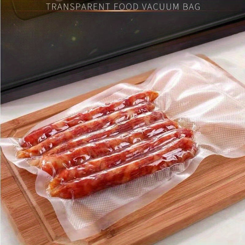 Set of 5 reusable vacuum sealer bags with strong puncture resistance, safe for freezer storage, no electricity required. Ideal for preserving and storing food.