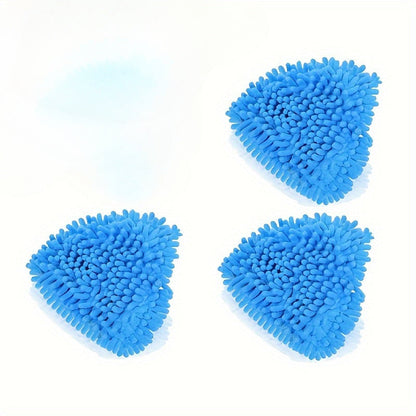 Set of 3 Chiffon Triangle Mop Replacement Pads for Dust Removal, Washable and Highly Absorbent. Suitable for Wet and Dry Cleaning, with Easy-Clean and Durable Mop Heads.