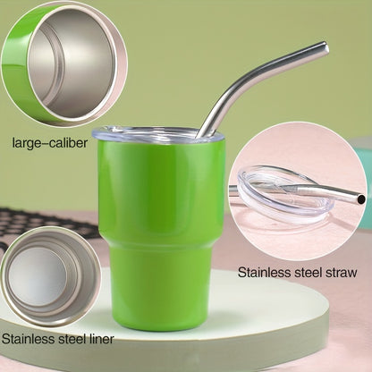 3oz Insulated Stainless Steel Shot Cup with Lid & Straw - Scratch-Resistant, BPA-Free for Home & Hospitality Use