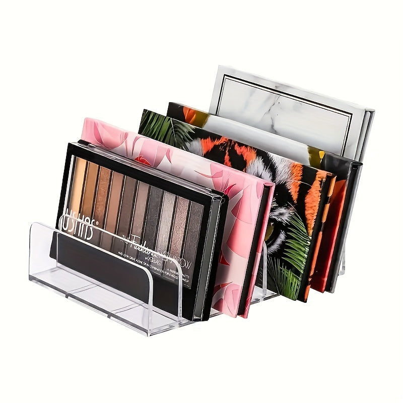 Clear acrylic makeup organizer storage box designed for teen girls aged 12-14. This cosmetic display stand is perfect for organizing eyeshadow, blush, and powder. It can also be used as a desk divider organizer. No electricity or wooden materials