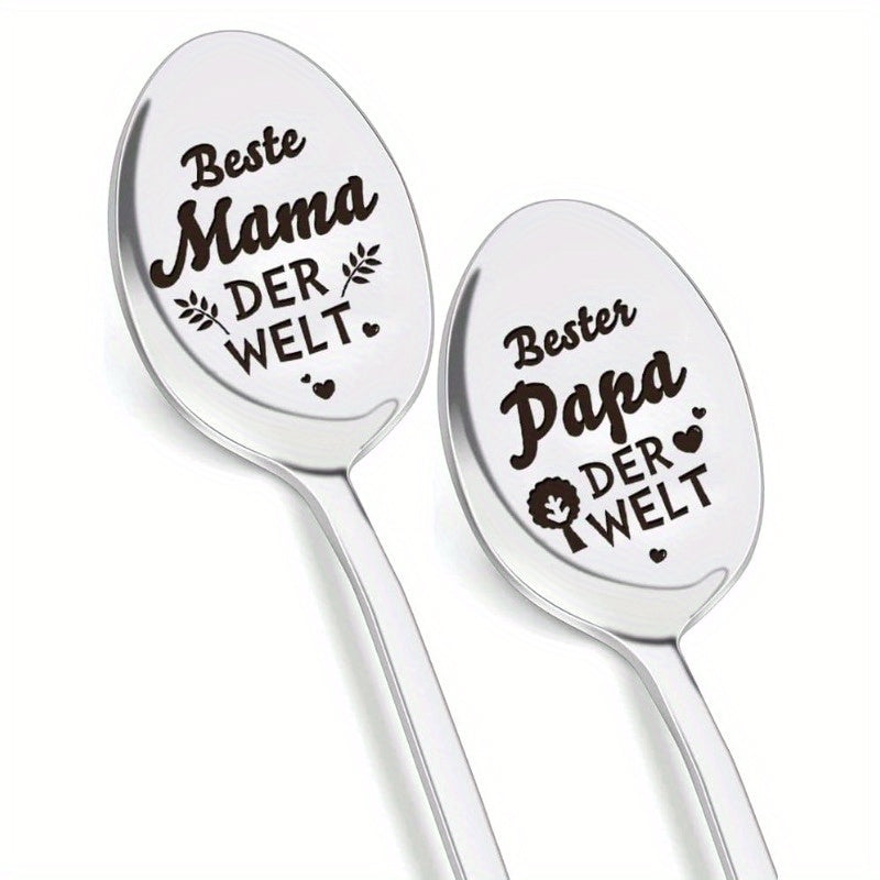 Engraved Stainless Steel Tea Spoons: Ideal Birthday Gift for Moms and Dads - Featuring 'Best Parents' Design