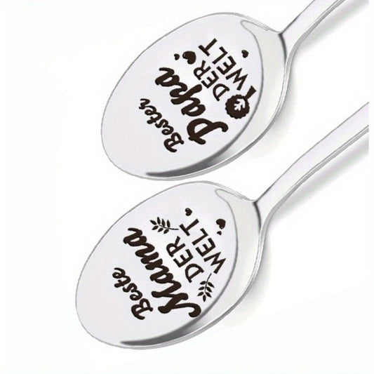 Engraved Stainless Steel Tea Spoons: Ideal Birthday Gift for Moms and Dads - Featuring 'Best Parents' Design