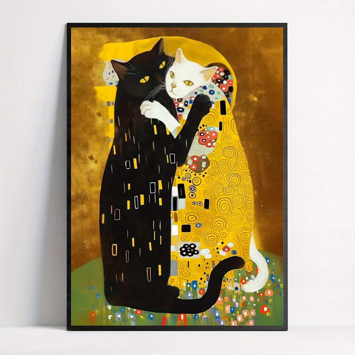 1pc Canvas Poster of Kitty Klimt Art Prints for Wall Decor in Living Room or Bedroom, Frameless Home Decor.