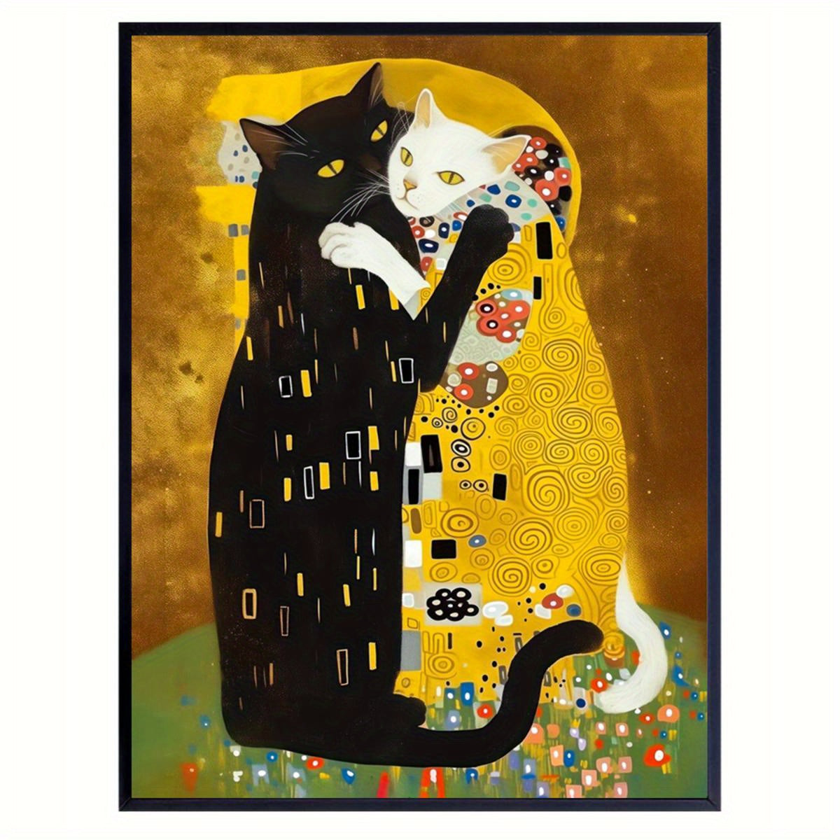 1pc Canvas Poster of Kitty Klimt Art Prints for Wall Decor in Living Room or Bedroom, Frameless Home Decor.