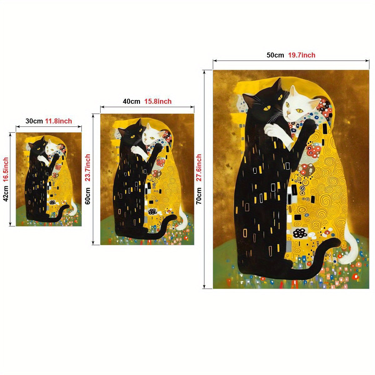 1pc Canvas Poster of Kitty Klimt Art Prints for Wall Decor in Living Room or Bedroom, Frameless Home Decor.