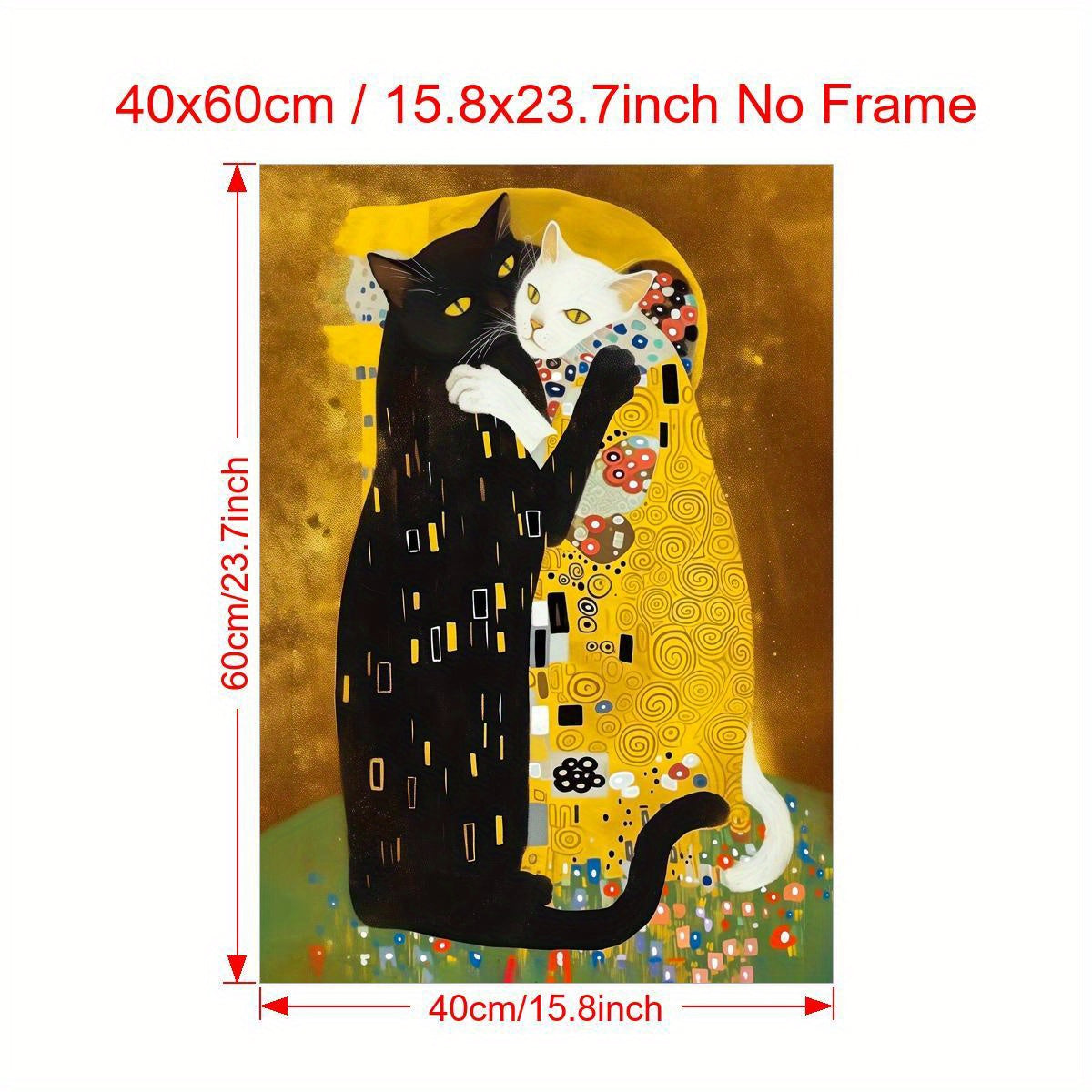 1pc Canvas Poster of Kitty Klimt Art Prints for Wall Decor in Living Room or Bedroom, Frameless Home Decor.