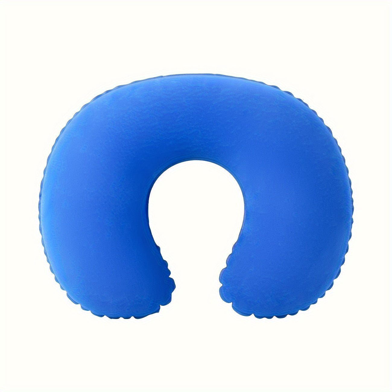 Travel in comfort with the Ultra-Comfort Inflatable U-Shaped Travel Pillow, providing neck support for car and airplane journeys. The pillow features a soft PVC flocking cover that is hand washable for easy maintenance.