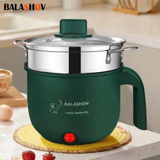 BALASHOV Electric Hot Pot, a portable fondue cooker with steamer, ideal for stir fry, stew, and steaming, suitable for Ramen, soup, and oatmeal.