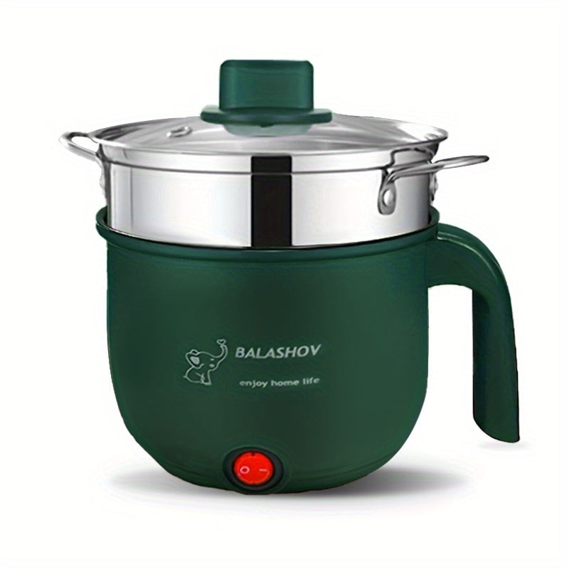 BALASHOV Electric Hot Pot, a portable fondue cooker with steamer, ideal for stir fry, stew, and steaming, suitable for Ramen, soup, and oatmeal.