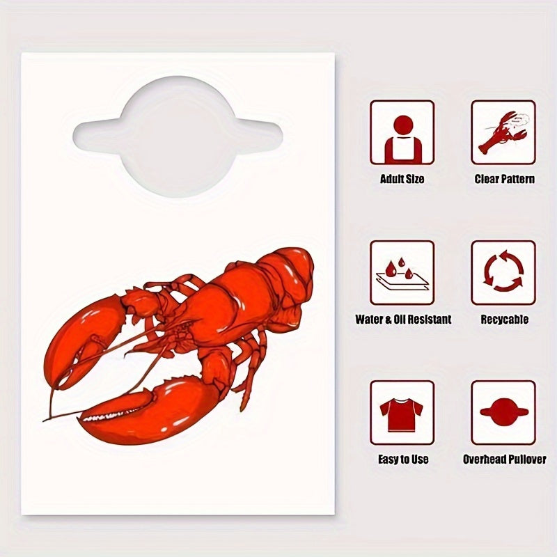 Set of 30 Disposable Lobster Bibs for Seafood Feasts, BBQs & Gatherings, Adult Plastic Aprons with Fun Lobster Design, Perfect for Crab Feasts and Crawfish Parties, Durable and Waterproof Event Gear