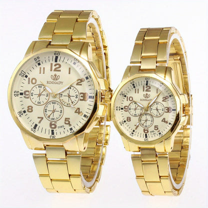 Set of 2 Timeless Stainless Steel Quartz Watches Perfect for Couples