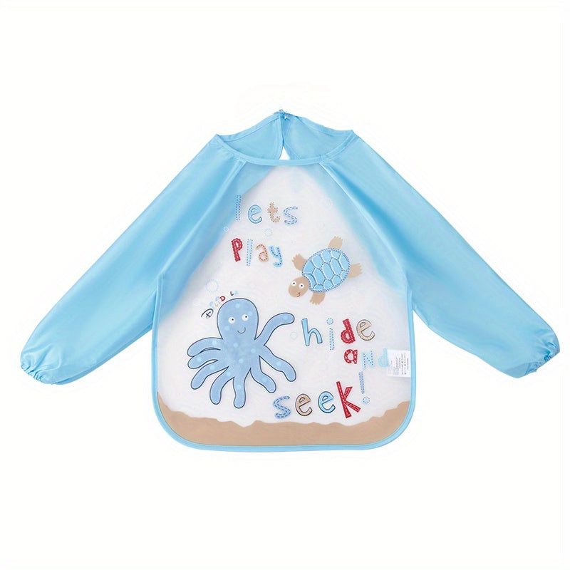 Waterproof and dirt-resistant bib made of EVA for babies aged 6-72 months. No washing required. Protects clothes.