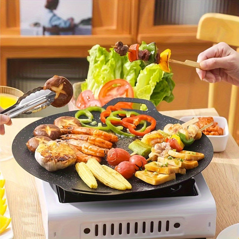 Multi-functional Cast Iron Griddle with Double Handles - Ideal for Making Crepes, Tortillas, BBQ & Beyond - Sturdy Circular Pan for Daily Meal Prep